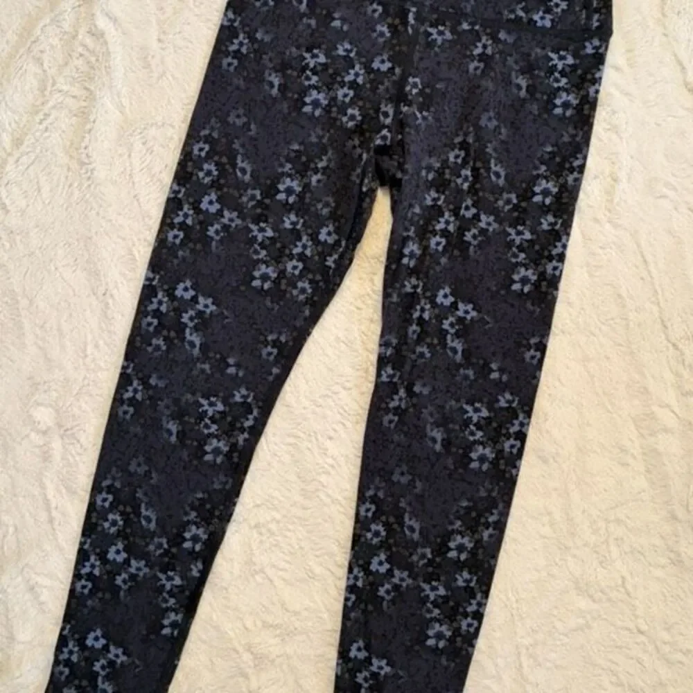 All In Motion Girls Floral Leggings Navy Blue Size L (10/12)